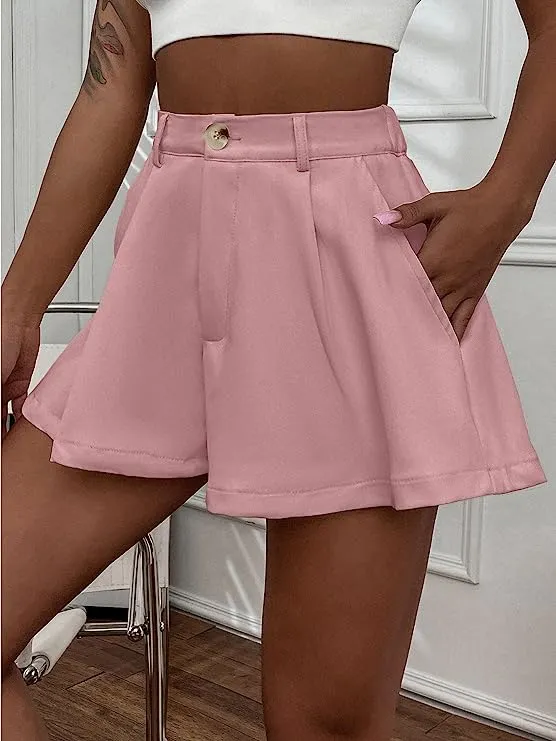 Summer Chic Mocha Brown High Waist Pleated Shorts