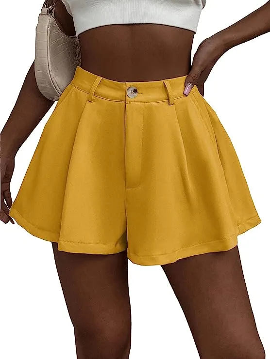 Summer Chic Mocha Brown High Waist Pleated Shorts