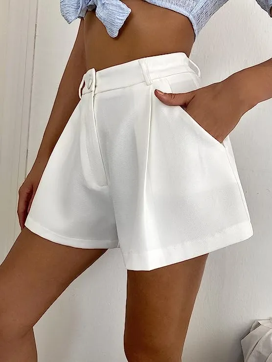 Summer Chic Mocha Brown High Waist Pleated Shorts