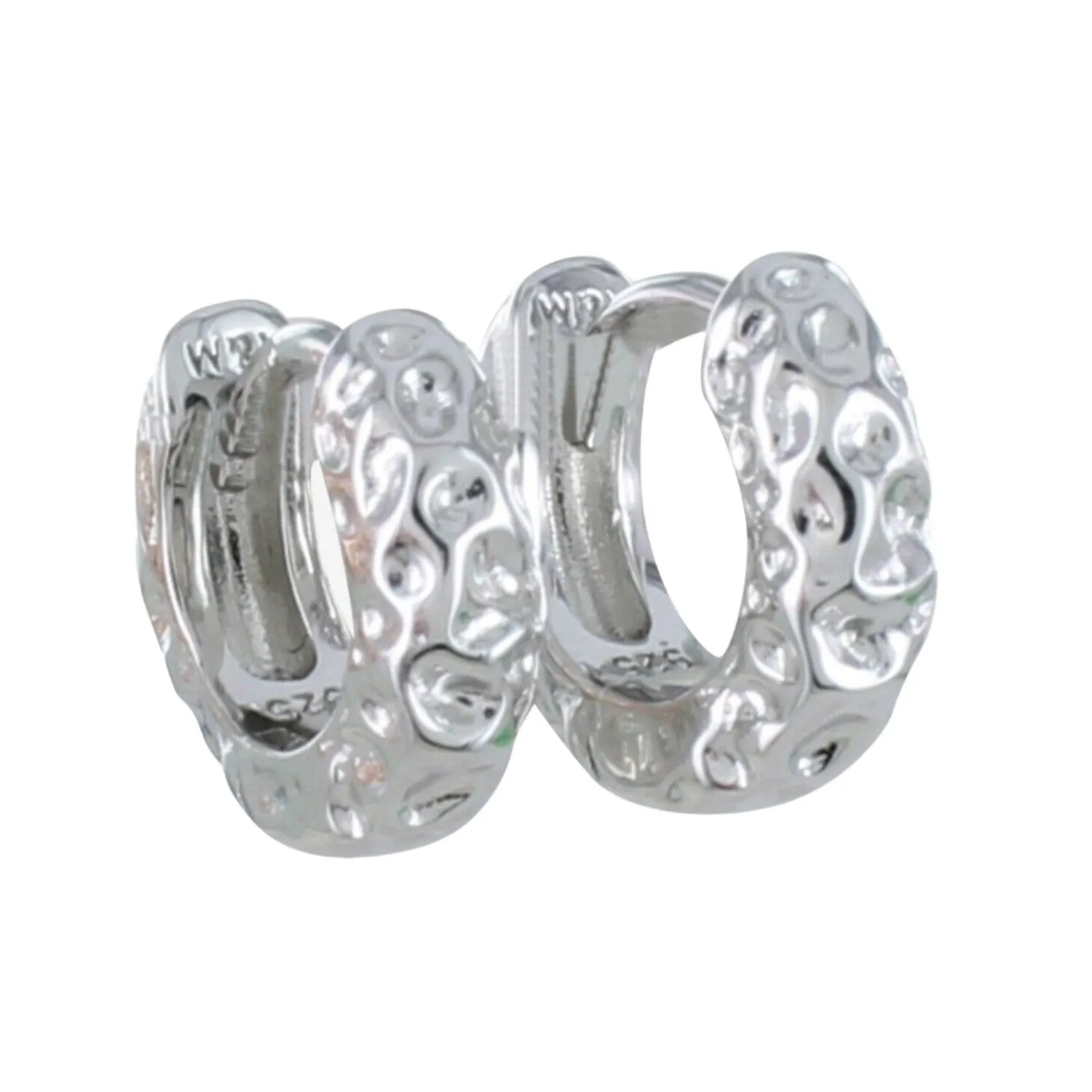 Textured Hoop Sterling Silver Earrings