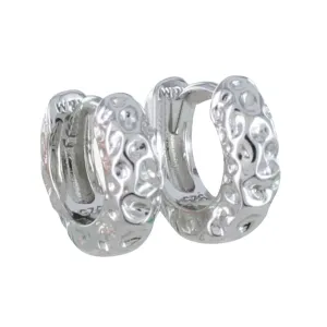 Textured Hoop Sterling Silver Earrings