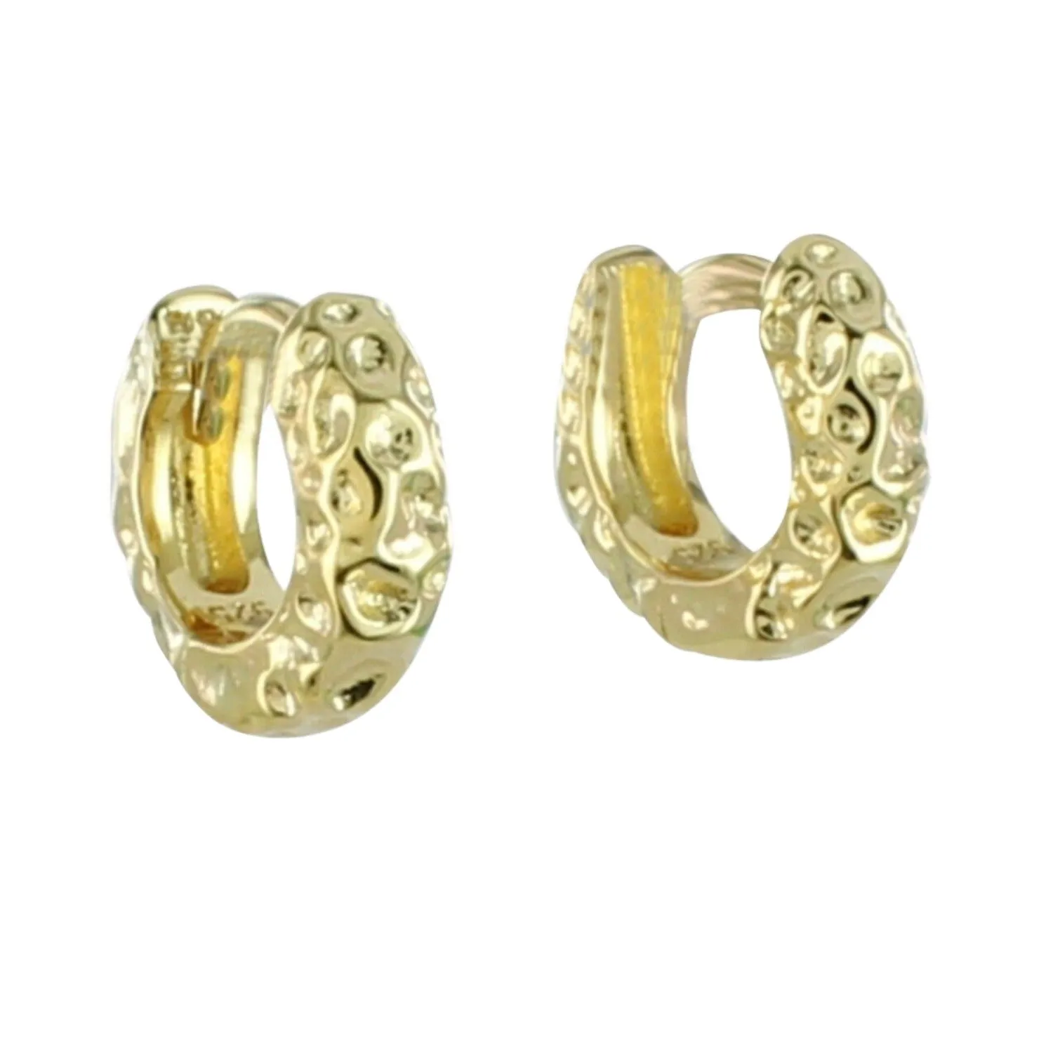 Textured Hoop Sterling Silver Earrings