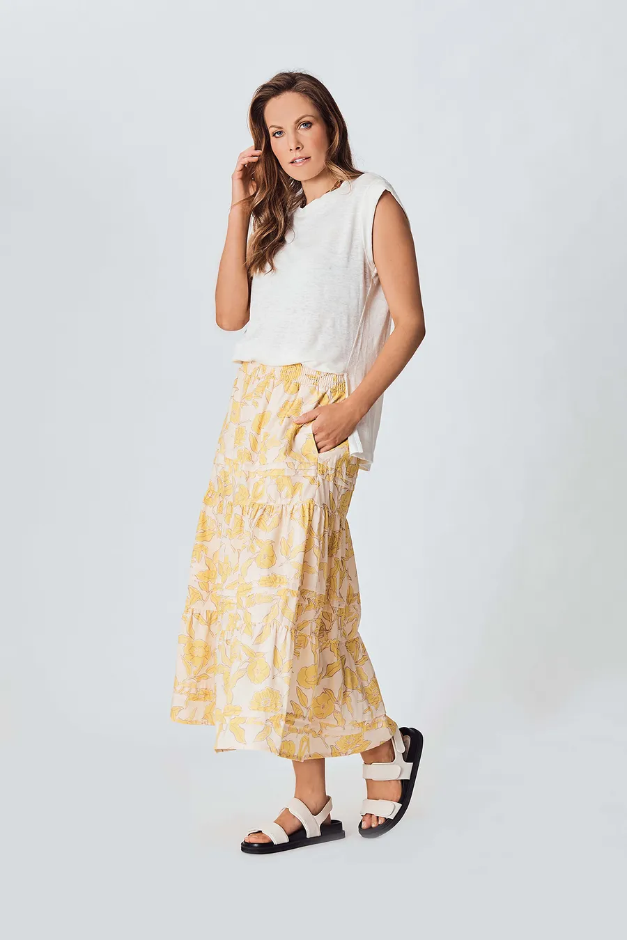 The Floral Maxi Skirt - Yellow Floral