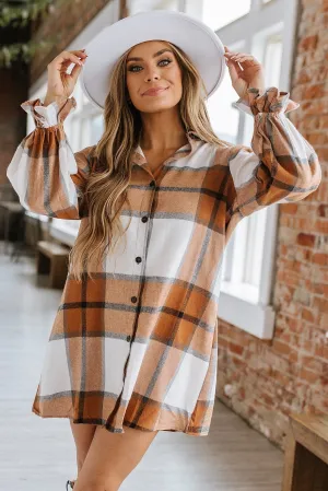 Tilly Plaid Ruffled Sleeve Shirt Dress | DROPSHIP