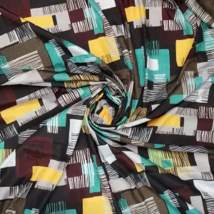 Trendy Colourful Puzzle Decorative Digital Printed Fabric - Silk Crepe