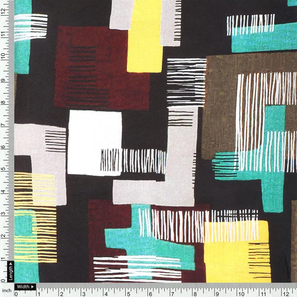 Trendy Colourful Puzzle Decorative Digital Printed Fabric - Silk Crepe