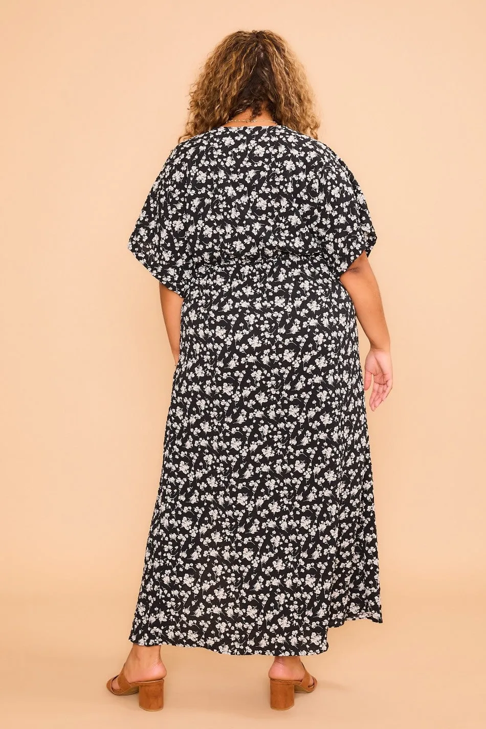 V-Neck Short Sleeve Floral Maxi