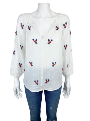 Velvet by Graham & Spencer Women's Embroidered Gauze Top White Size M