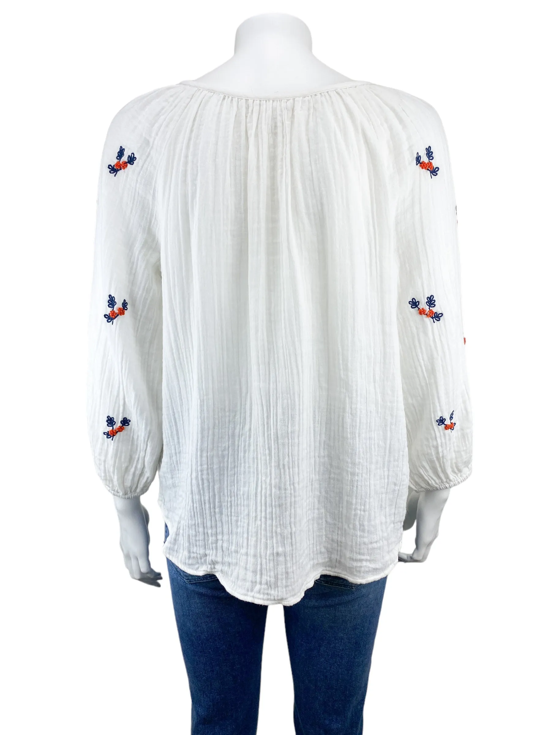 Velvet by Graham & Spencer Women's Embroidered Gauze Top White Size M