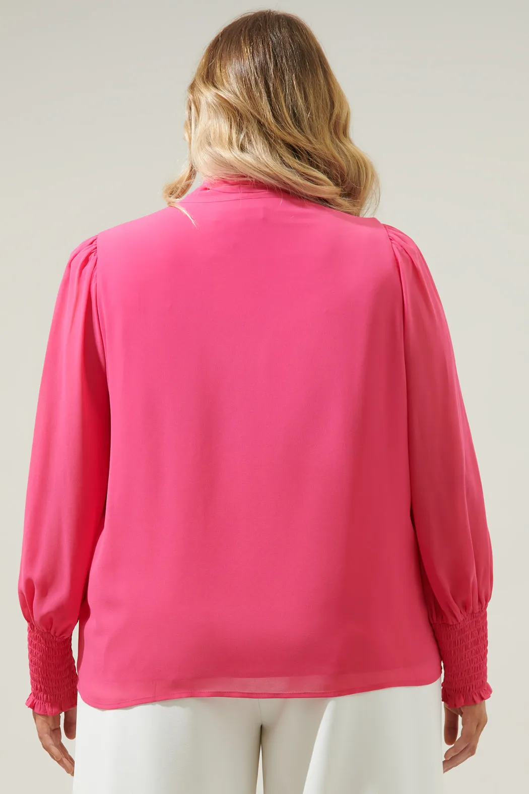Vicente Tie Neck Long Sleeve Blouse Curve