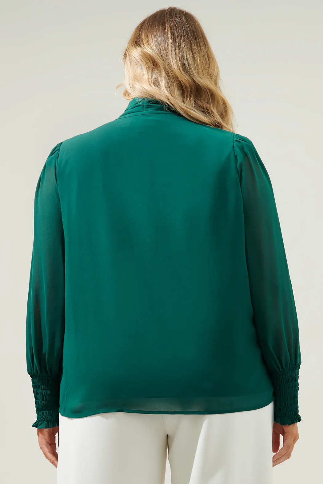 Vicente Tie Neck Long Sleeve Blouse Curve