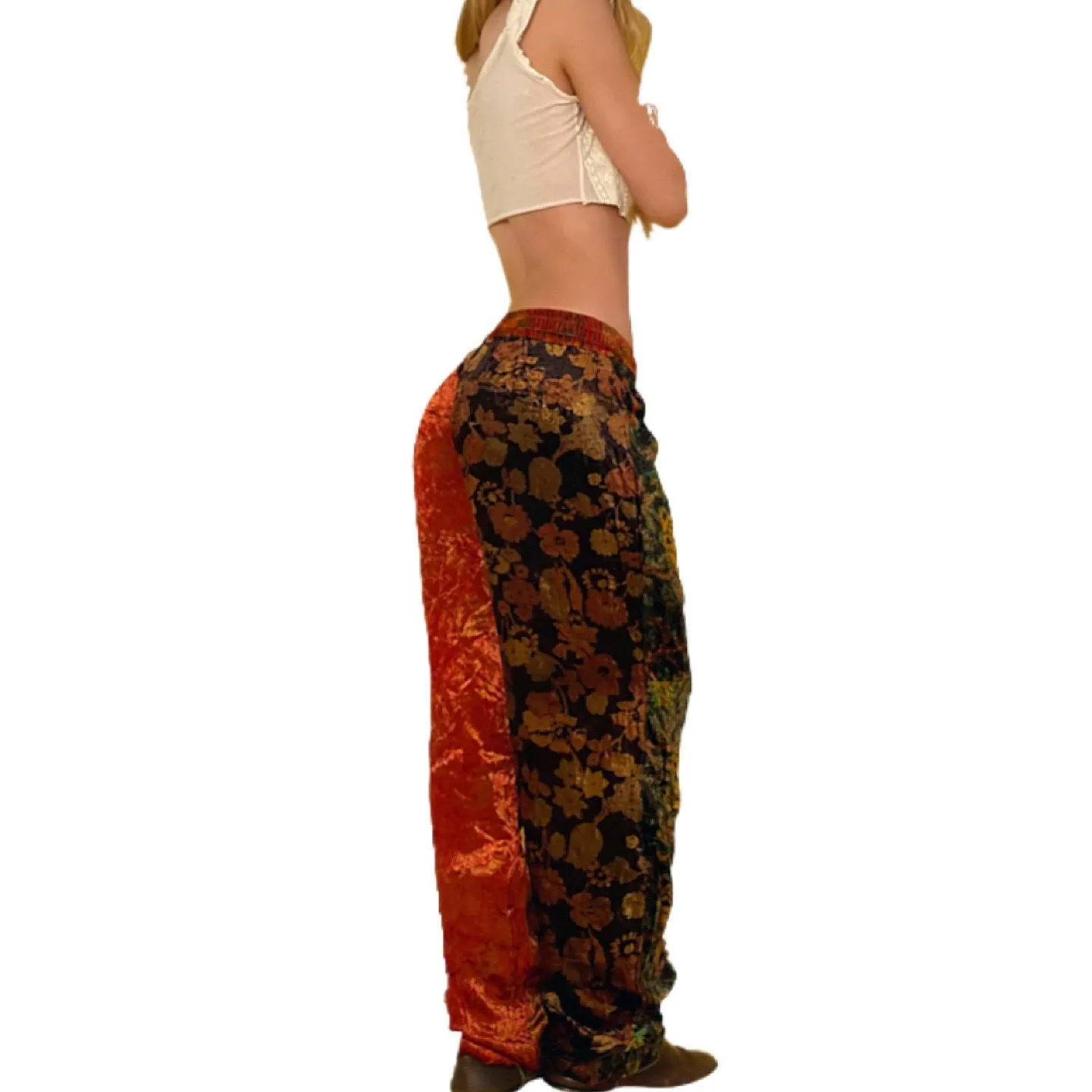 Vintage Patchwork Velour Pants (M)