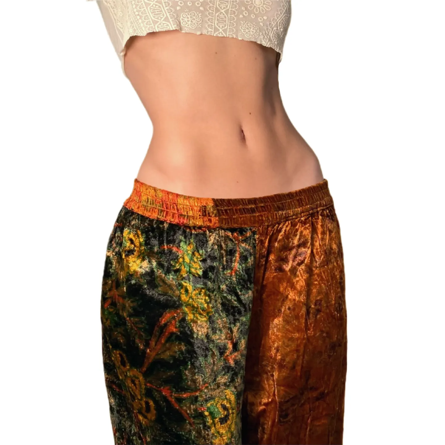 Vintage Patchwork Velour Pants (M)
