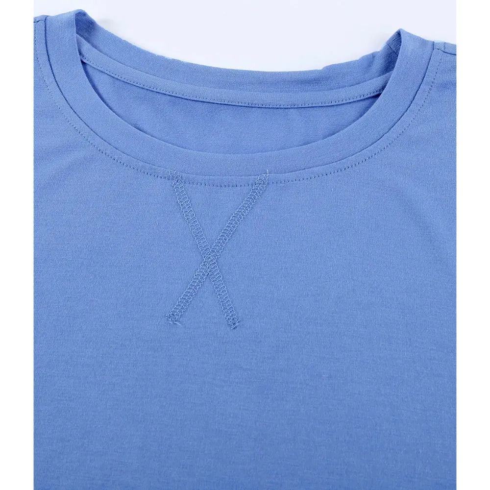 Women's Stylish Short Sleeve Top Crewneck Shirt – Loose Casual Tee with Side Split