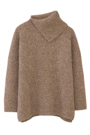 Wood Rib Split Turtleneck